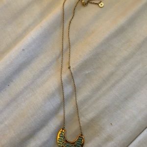 Stella & Dot Gold and Turquoise Geometric Necklace